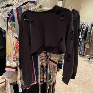 🛍 SALE LF Cropped Distressed Crewneck